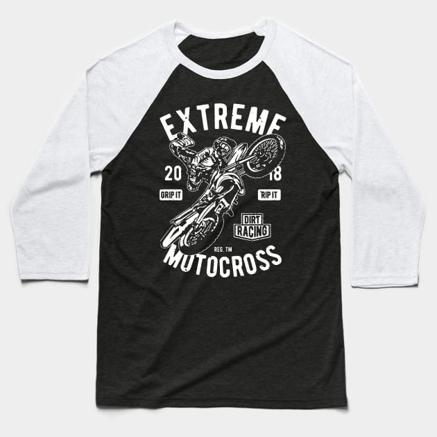 Extreme Motocross Baseball T-Shirt by JakeRhodes